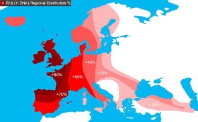 r1b DNA - REGIONAL DISTRIBUTION MAP