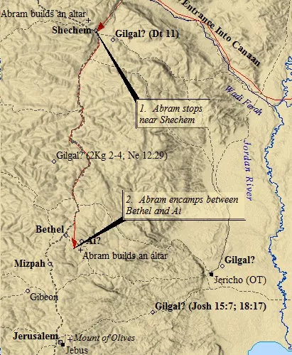 Shechem lie to the north of Jerusalem. This map of ancient Jerusalem depicts nearby towns & villages.