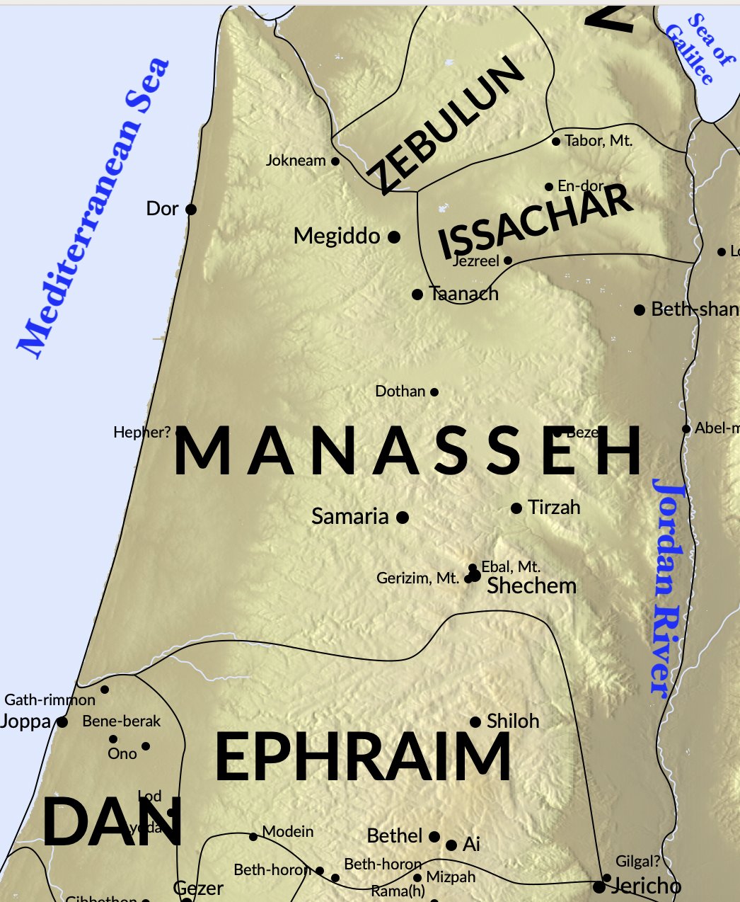 A map of the tribe of East Manasseh.