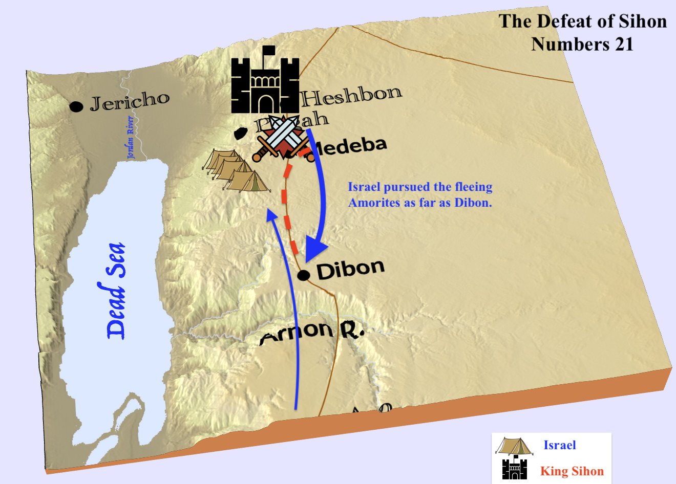 Moses & the Israelites battled the Amorite kings of Og & Sihon in Numbers 21. Gad played a big role in the Battle for the Transjordan.