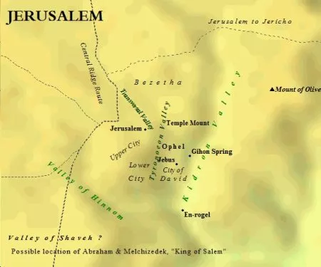 The topography of ancient Jerusalem consisted of hills, ridges & valleys.
