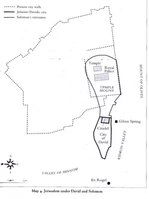 A map of ancient Jerusalem under Kings David & Solomon.