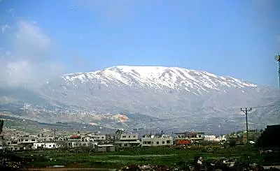 The snow covered peak of Mt. Hermon.
