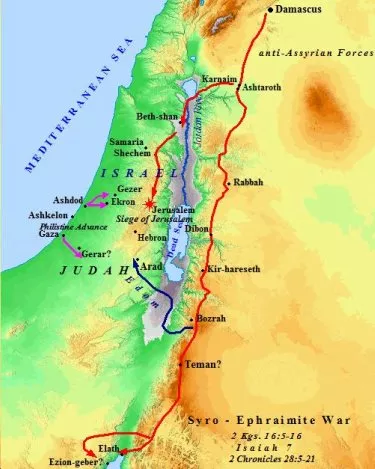 A map of the Syro-Ephraimite War with Judah.
