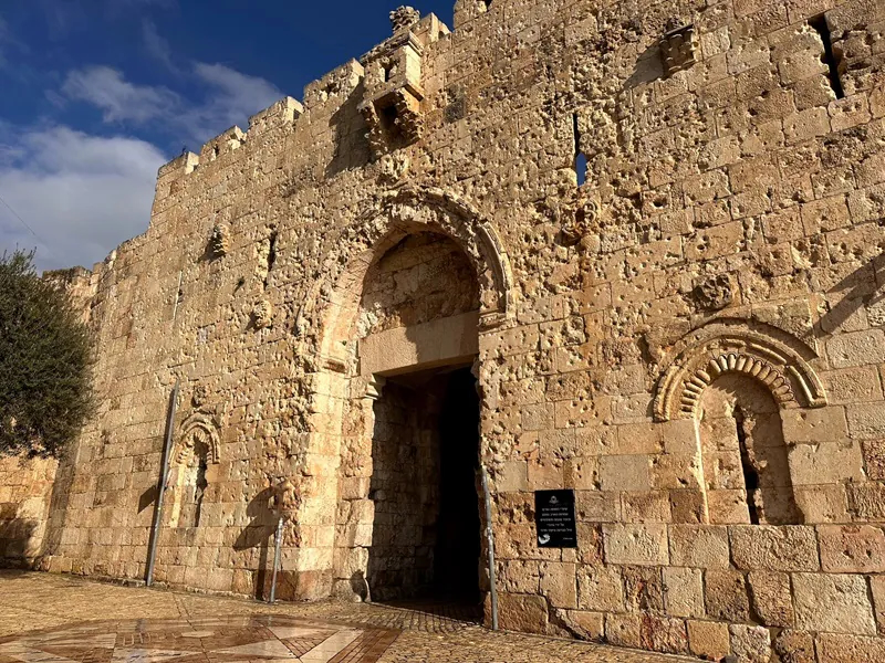 A crisp color photo of the ancient Zion Gate in Jerusalem. A crisp color photo of the ancient Zion Gate in Jerusalem.