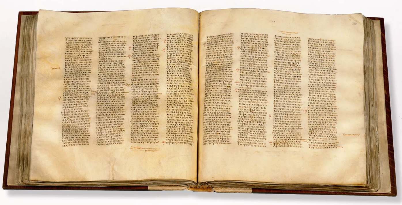 The Codex Sinaitics, a 4th century manuscript of the Greek Septuagint.