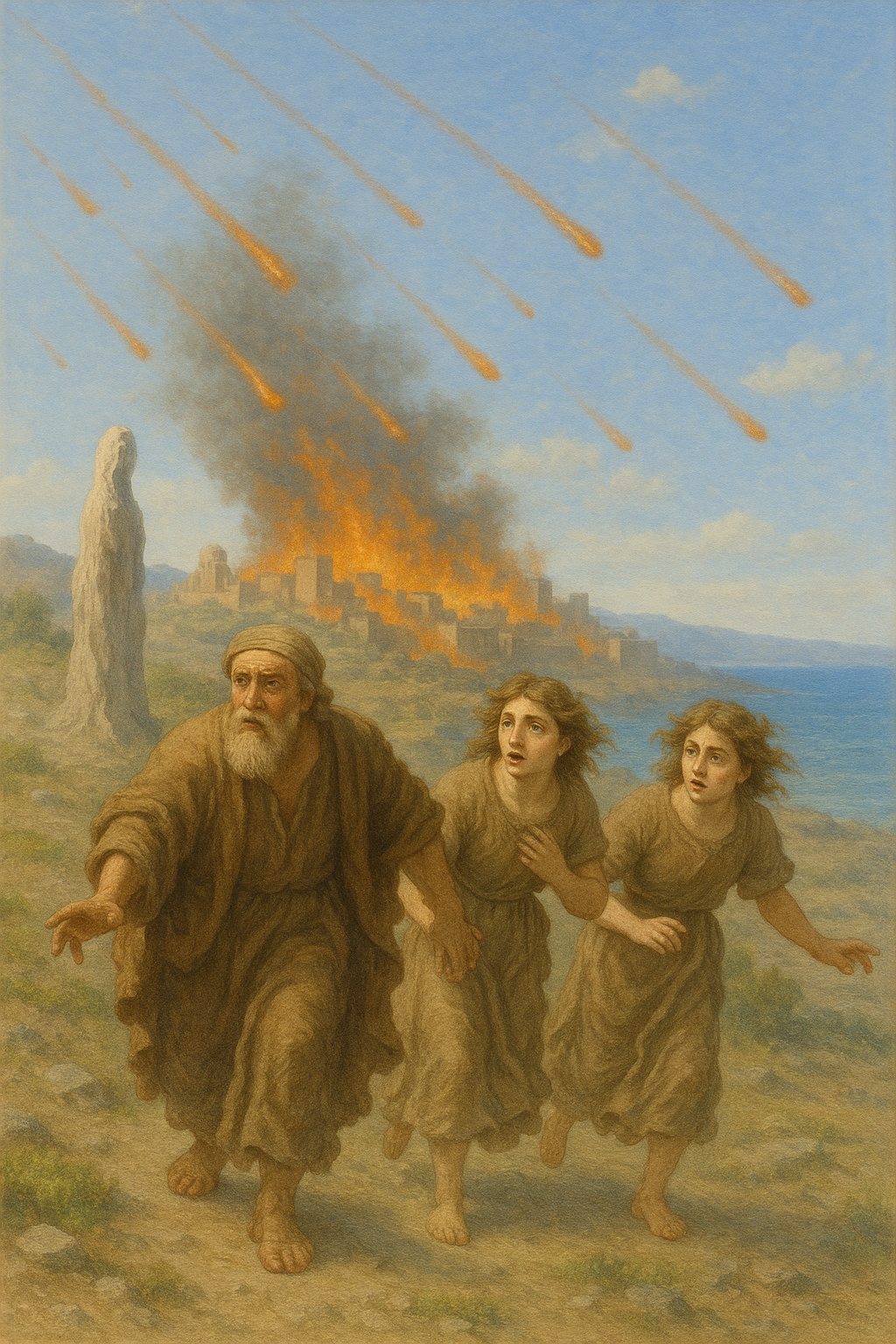 Lot's wife turned back and became a pillar of salt.
